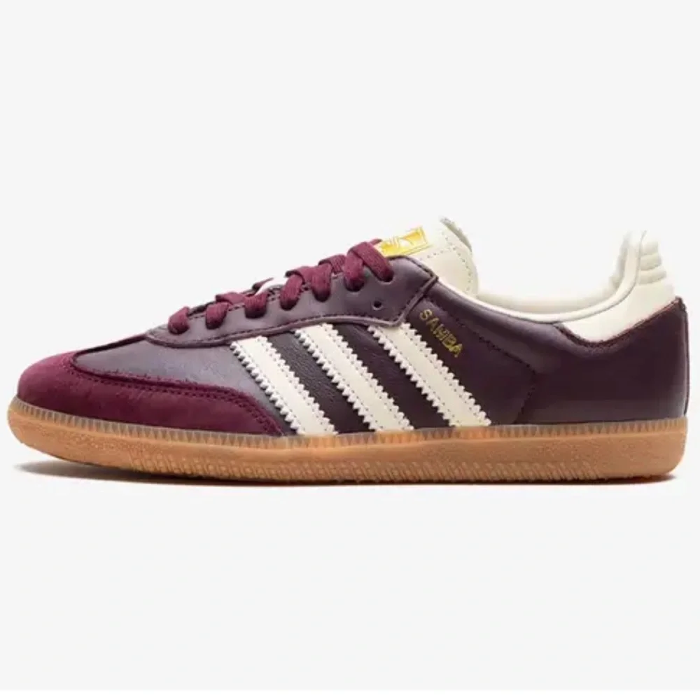 NWT Adidas Samba OG W Maroon Cream White Gold Metallic Sneakers Size Women’s 7 - Picture 2 of 16